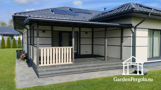 Премиум тёмно-серый навес для беседки с металлической крышей 4x6м - garden gazebo pergola