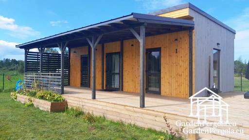 Натуральное деревянное расширение дома с крытой террасой - garden gazebo pergola