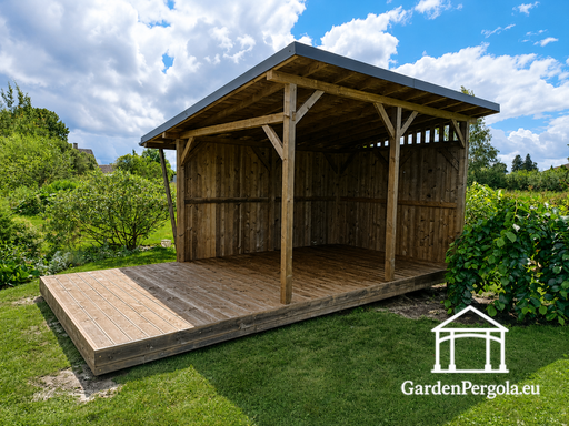 3x6 м натуральная деревянная садовая беседка с крышей 3x4 м - garden gazebo pergola