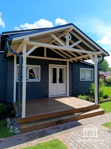 Пристроенная к дому деревянная веранда с террасой и крышей 3x4 м - garden gazebo pergola