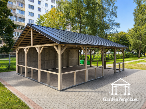 6x8 м натуральная деревянная беседка без пола - garden gazebo pergola