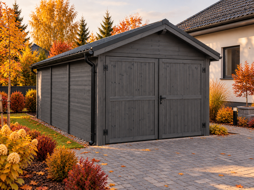 Деревянный гараж 4 × 5 м с двускатной металлической крышей - garden gazebo pergola