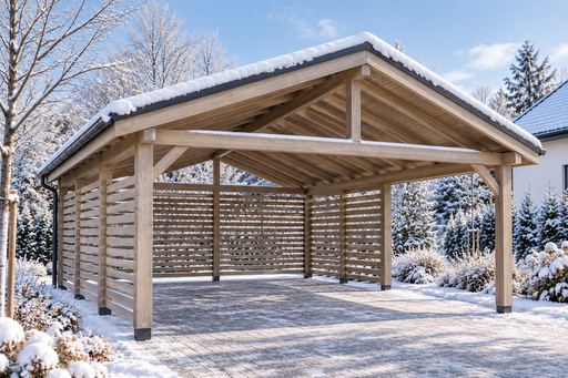 Деревянный навес 4,5 × 5 м с двускатной металлической крышей - garden gazebo pergola