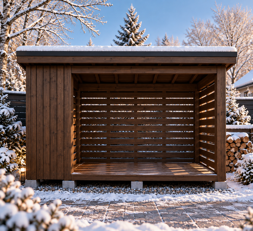 Деревянный дровник 2 × 3 м с односкатной крышей - garden gazebo pergola