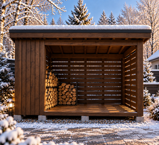 Деревянный дровник 2 × 3 м с односкатной крышей