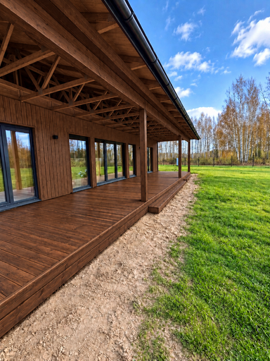 Терраса из натурального дерева 13 x 3 м со ступенькой - garden gazebo pergola
