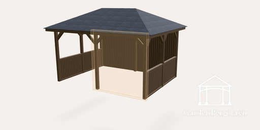 Hot tub gazebo 3x4 m, wooden with privacy sides